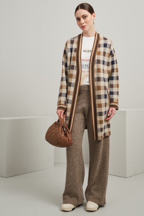 Cardigan jacquard con cintura - Fashion Market