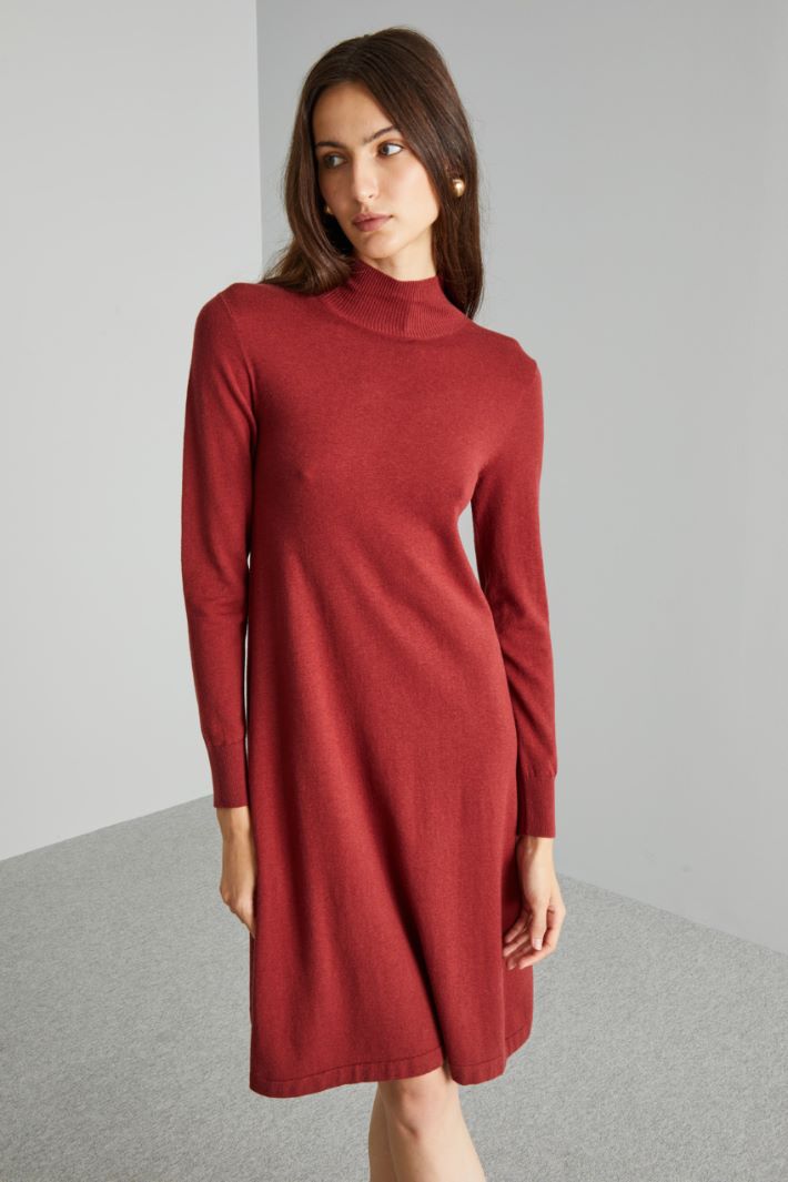 Abito svasato in maglia - BORDEAUX - Fashion Market - 2