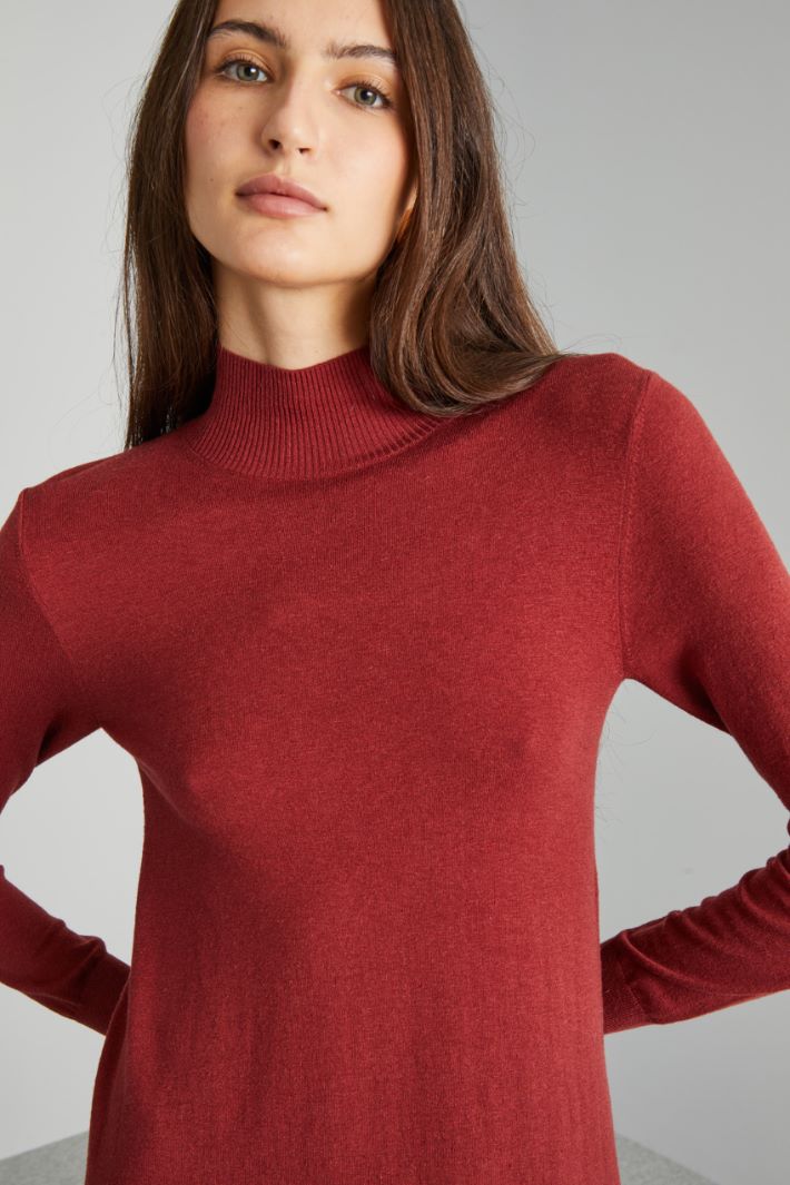 Abito svasato in maglia - BORDEAUX - Fashion Market - 3