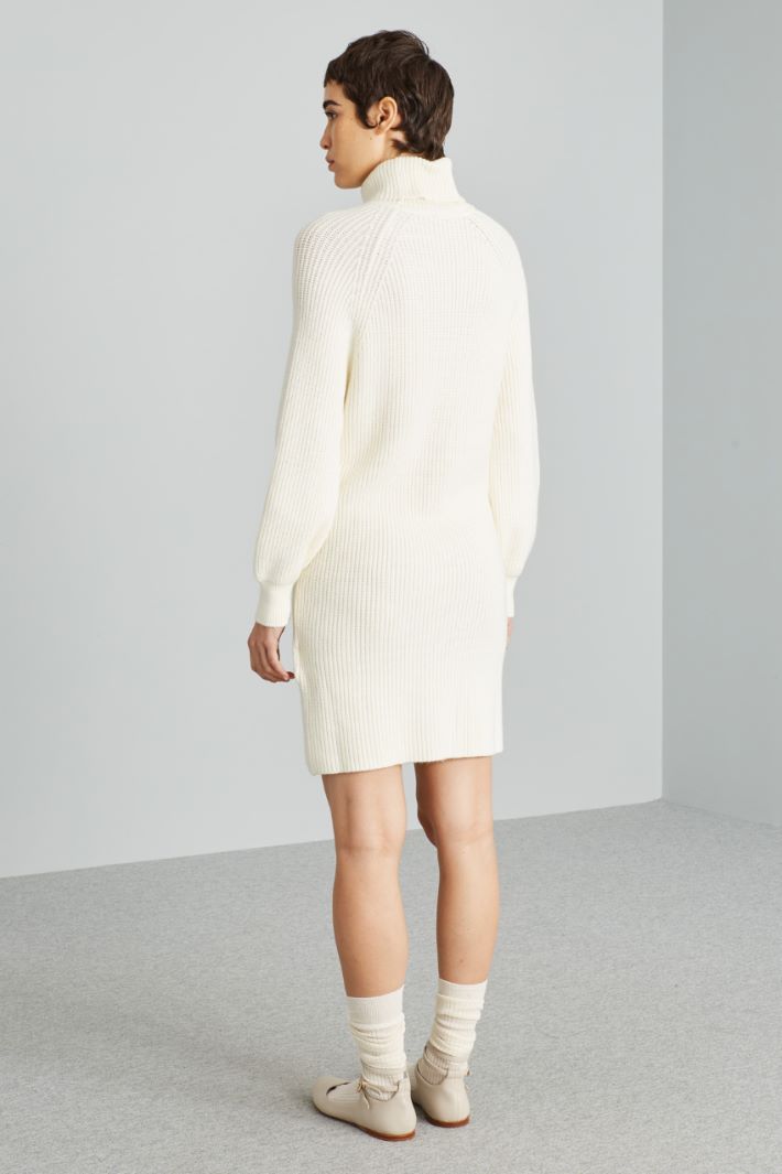 Abito in maglia con collo alto - LATTE - Fashion Market - 4