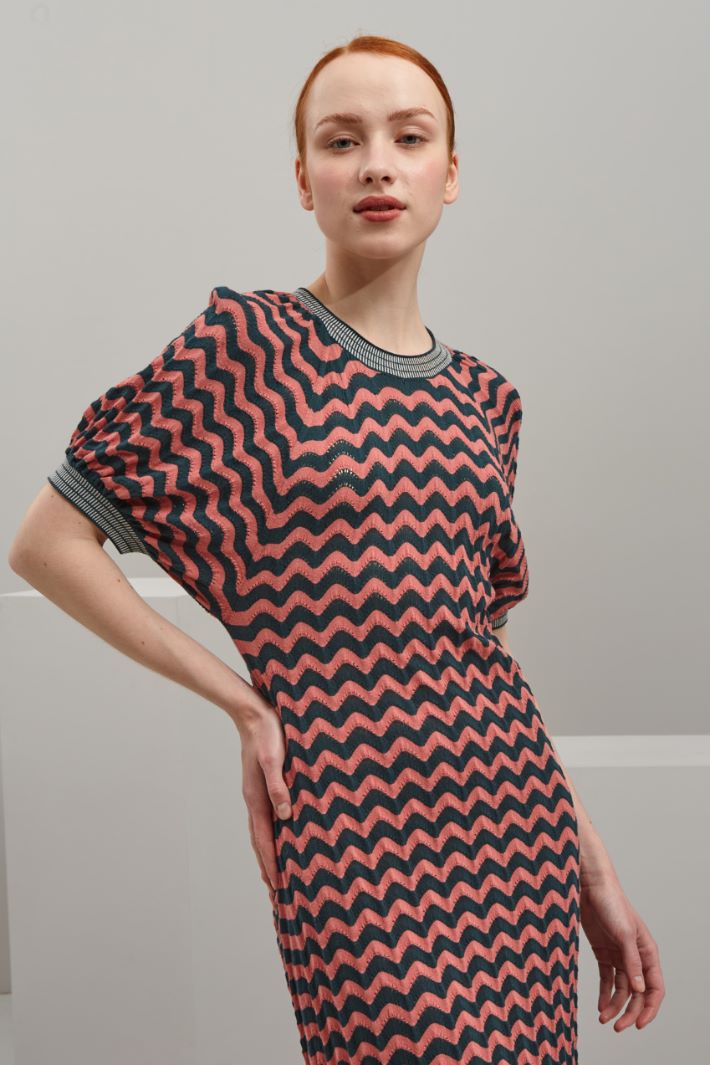 Abito in maglia di viscosa - ROSA SALMONE VERDE - Fashion Market - 3