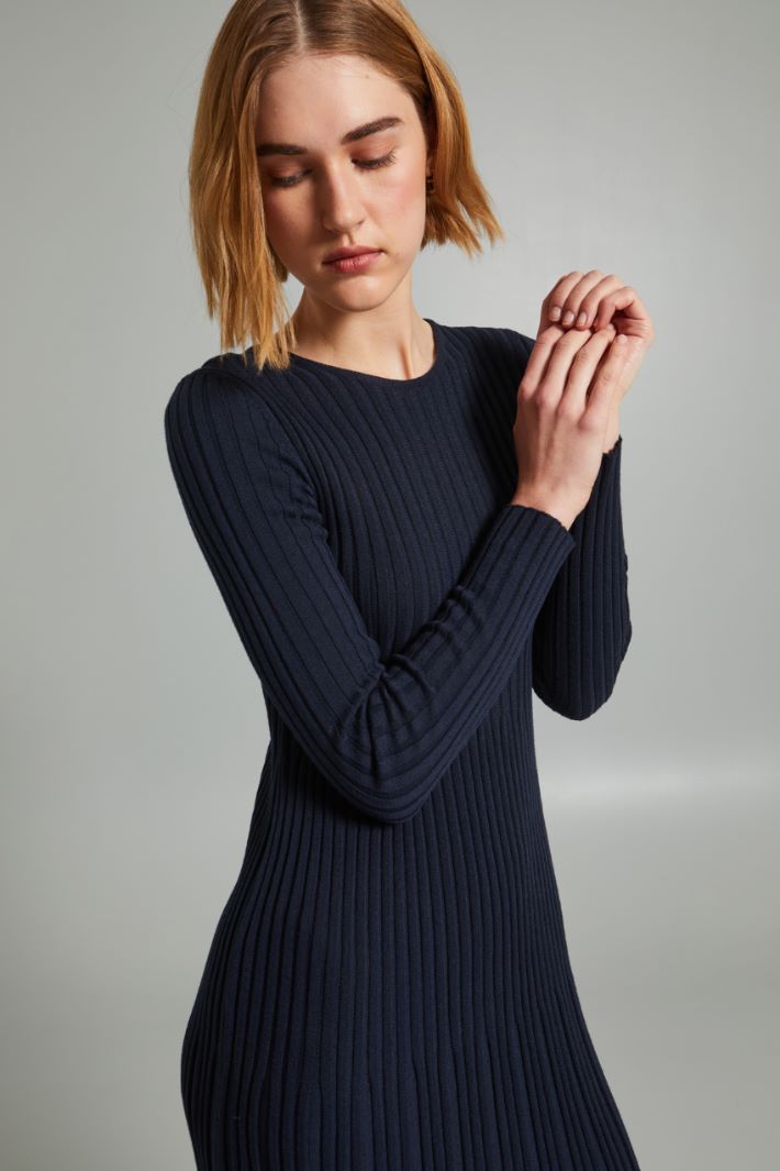 Abito in maglia a coste - BLU NOTTE - Fashion Market - 3