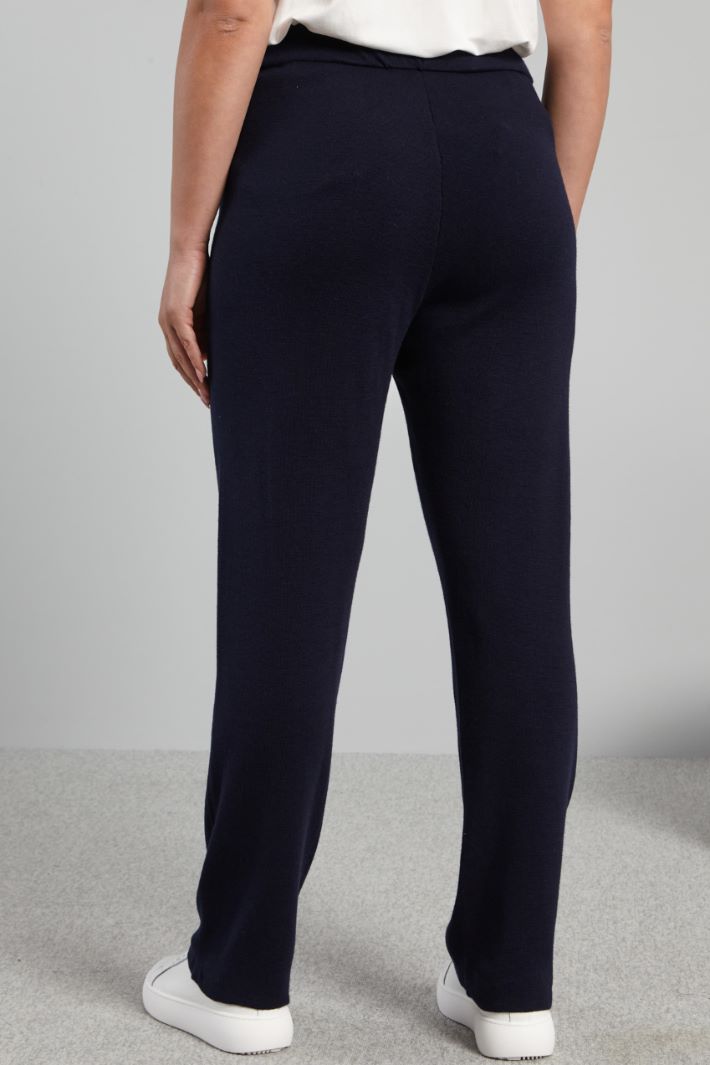 Pantaloni stile jogger in maglia - BLU NOTTE - Fashion Market - 4