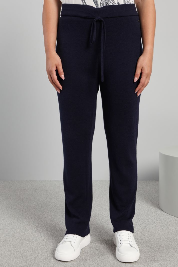 Pantaloni stile jogger in maglia - BLU NOTTE - Fashion Market - 2