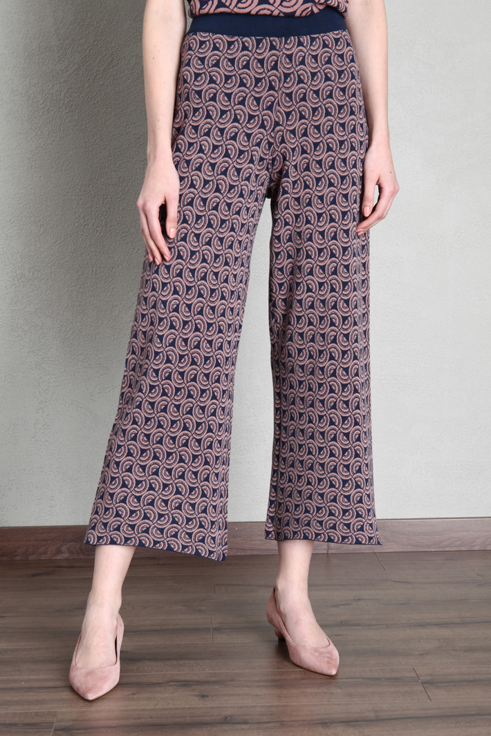 Pantalone in maglia jacquard - ROSA ANTICO BLU - Fashion Market - 4