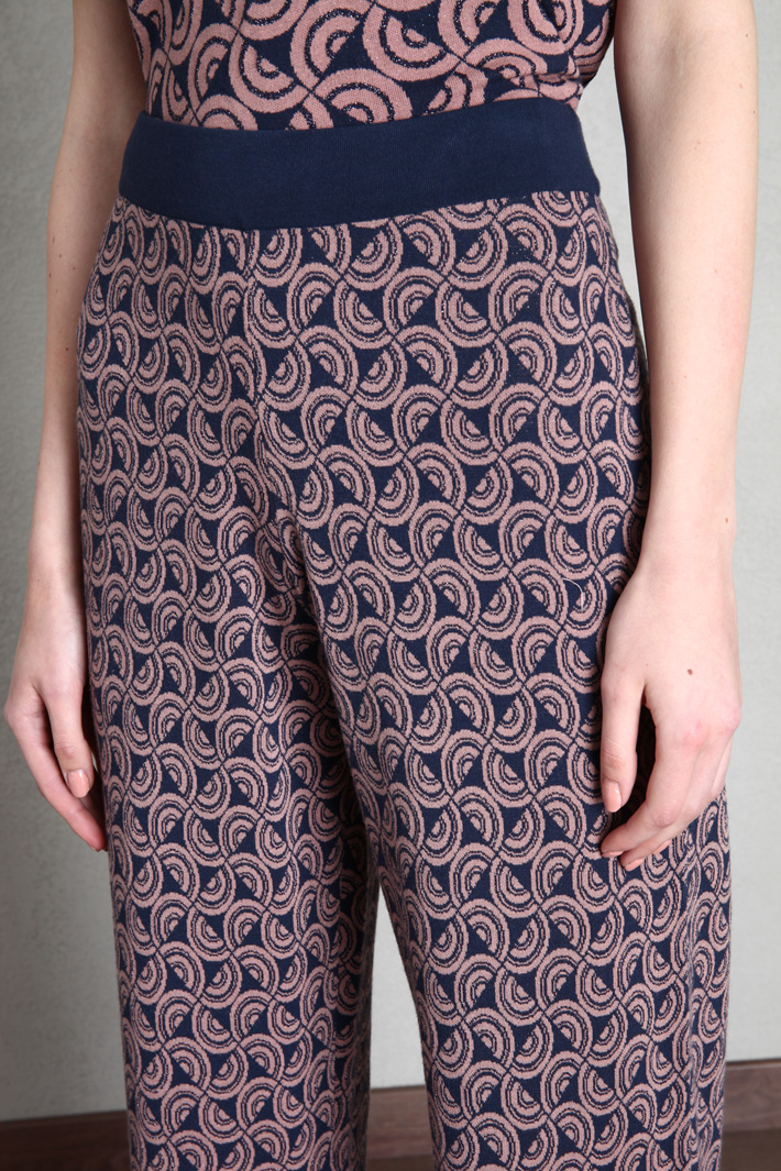 Pantalone in maglia jacquard - ROSA ANTICO BLU - Fashion Market - 2