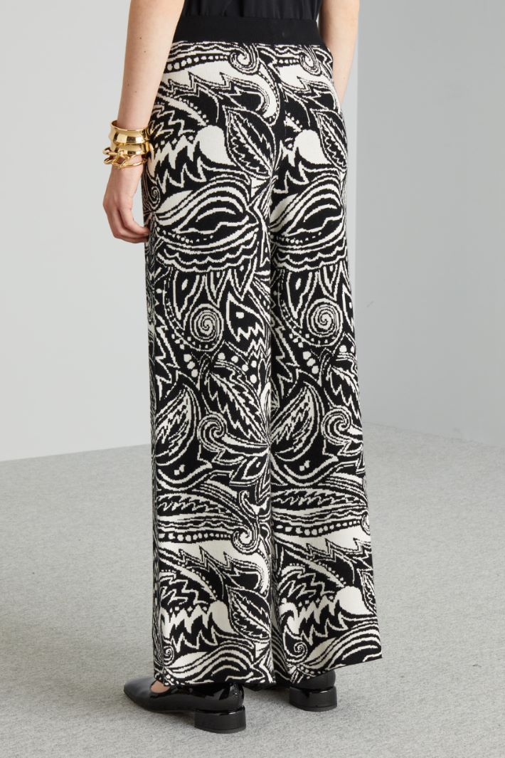 Pantaloni morbidi in jacquard - NERO BIANCO PANNA - Fashion Market - 4