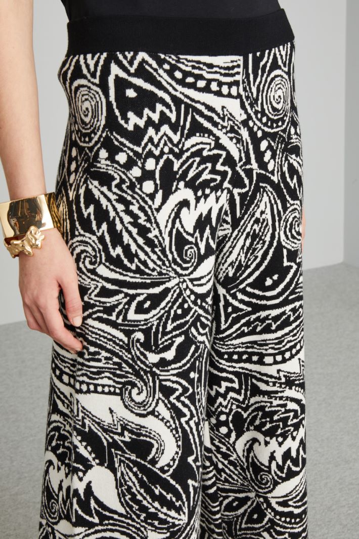 Pantaloni morbidi in jacquard - NERO BIANCO PANNA - Fashion Market - 3