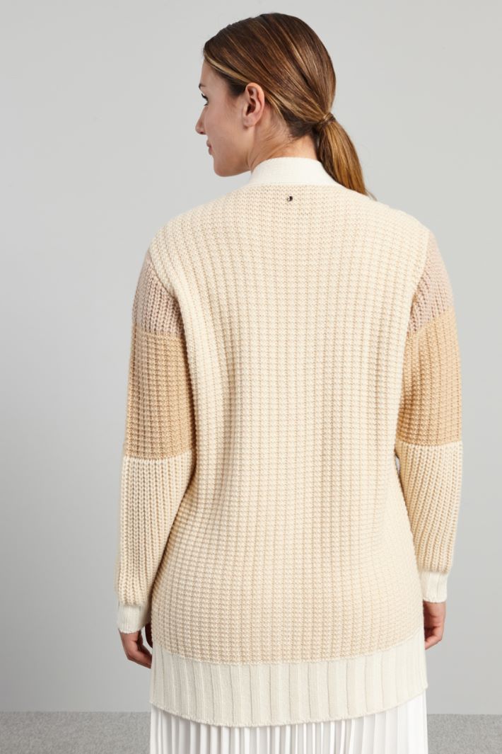 Cardigan con motivo a rilievo - BIANCO BEIGE - Fashion Market - 4
