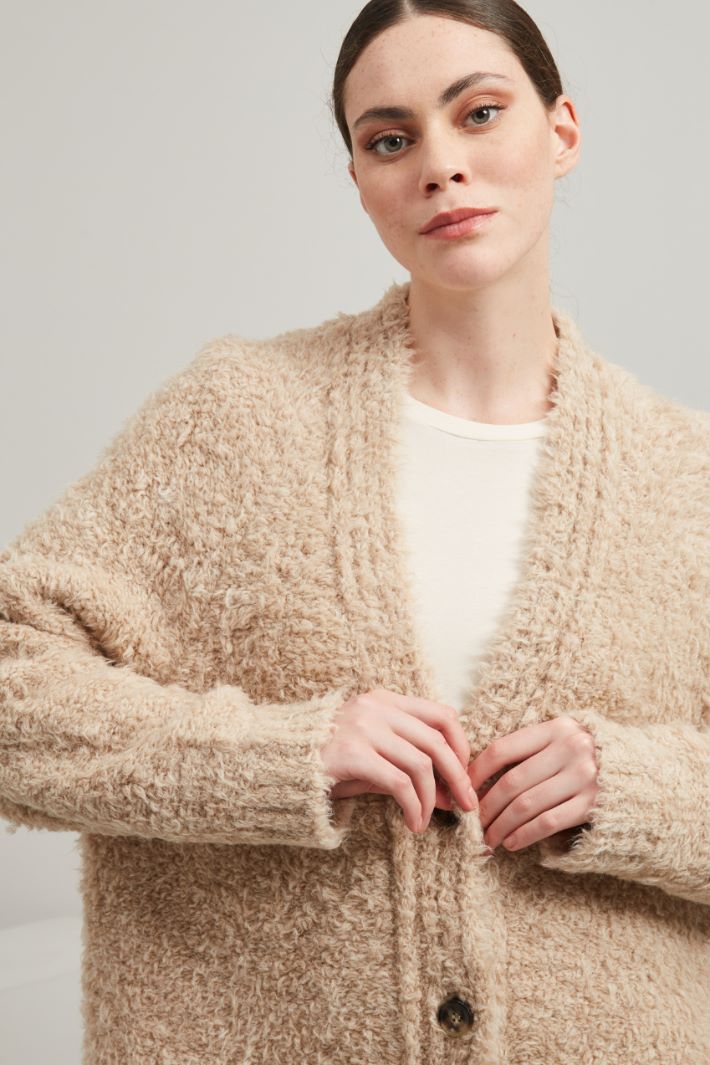 Cardigan in alpaca e lana - BEIGE - Fashion Market - 3