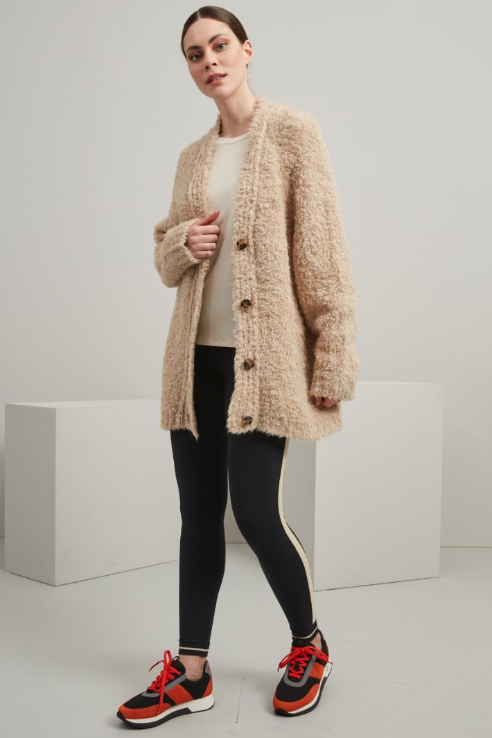 Cardigan in alpaca e lana - BEIGE - Fashion Market