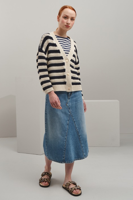 Cardigan in cotone tinto filo - Fashion Market