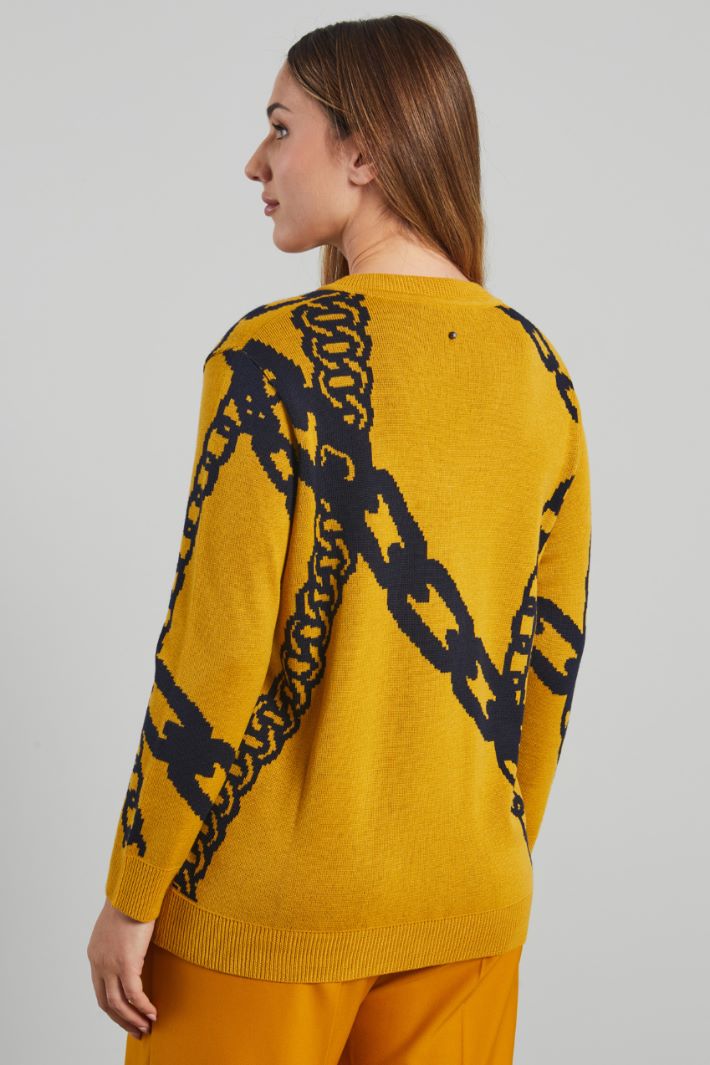 Maglia in lana jacquard - SENAPE BLU NOTTE - Fashion Market - 4