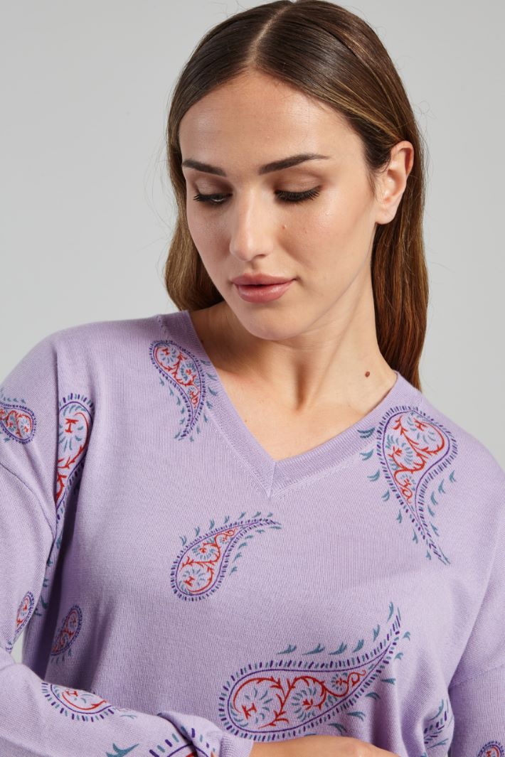 Maglia con stampa - LILLA PETROLIO ARANCIONE - Fashion Market - 3