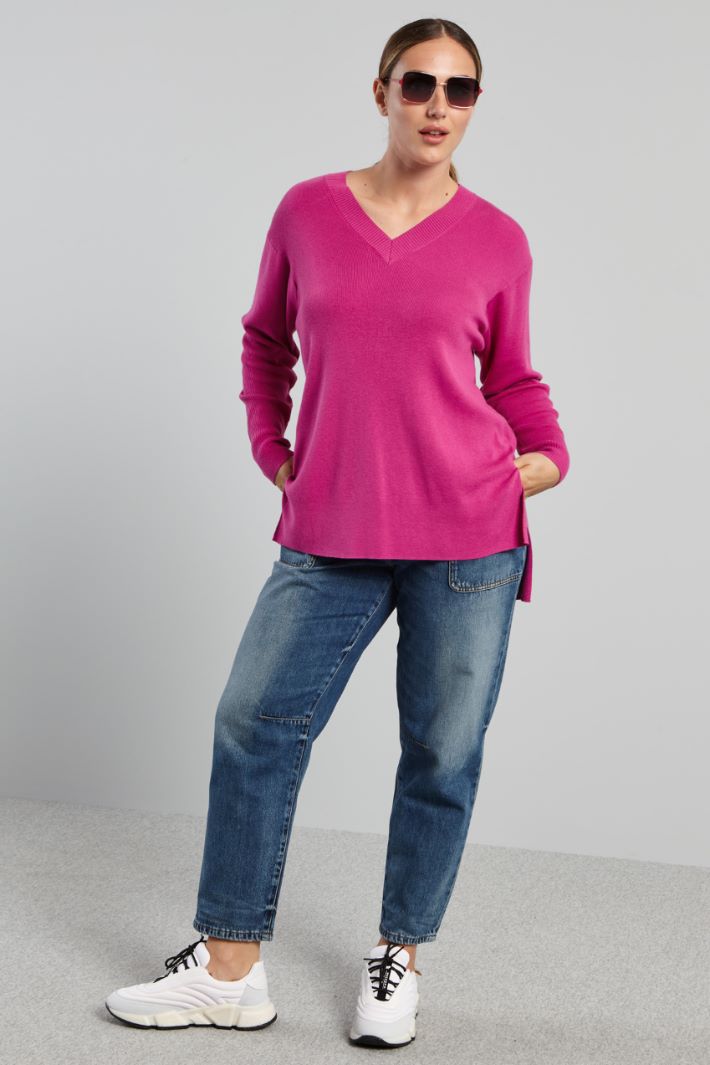 Maglia con spacchi  - FUCSIA - Fashion Market