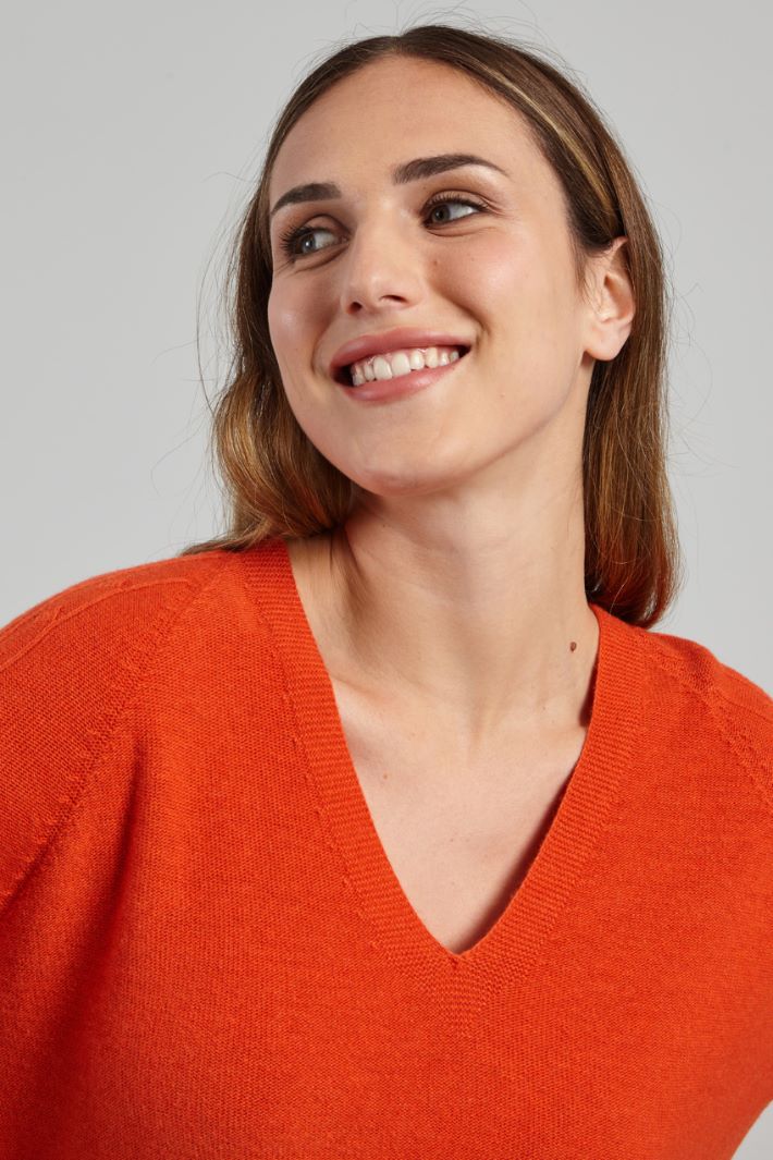 Maglia con scollo a V - ARANCIONE - Fashion Market - 3