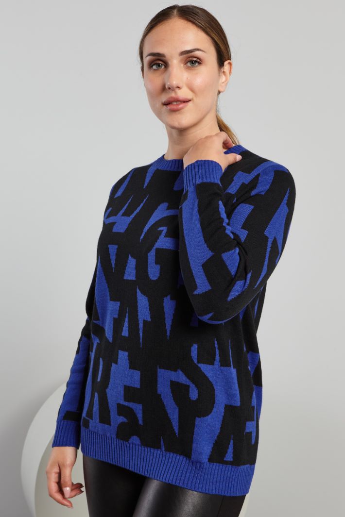 Maglia in lana jacquard - BLUETTE NERO - Fashion Market - 2