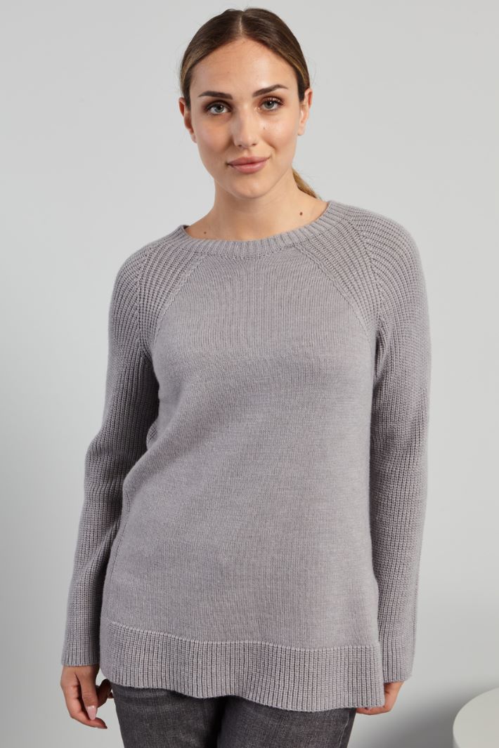 Maglia in lana con spacchetti - GRIGIO - Fashion Market - 4