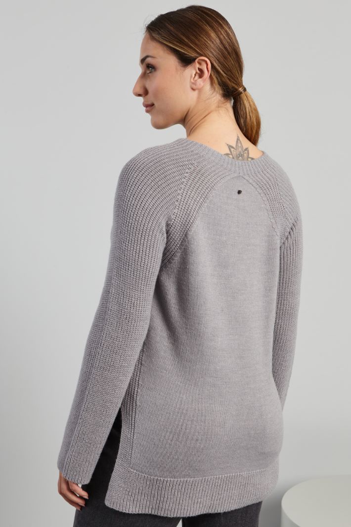 Maglia in lana con spacchetti - GRIGIO - Fashion Market - 2