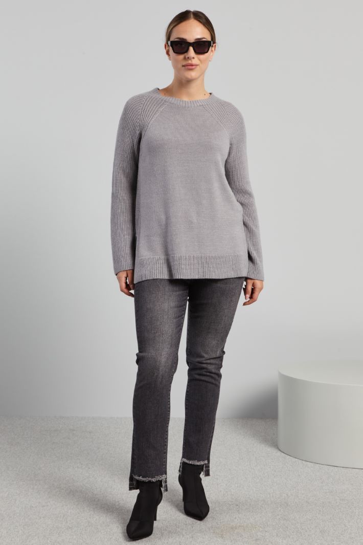 Maglia in lana con spacchetti - GRIGIO - Fashion Market