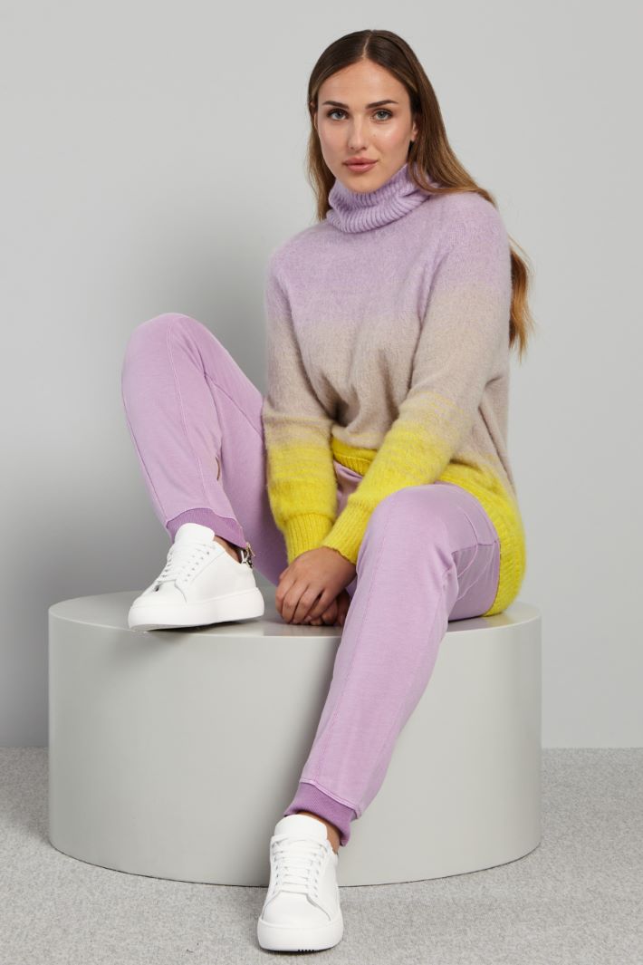 Maglia con intarsio a contrasto - LILLA GIALLO - Fashion Market