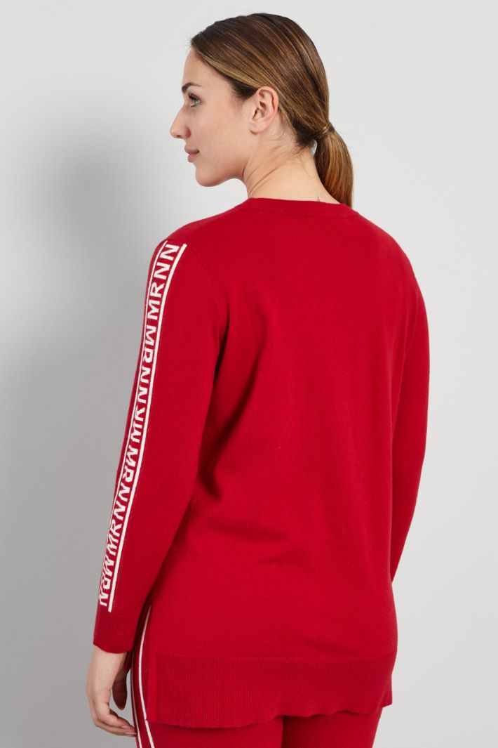 Maglia in viscosa  - ROSSO BIANCO - Fashion Market - 4