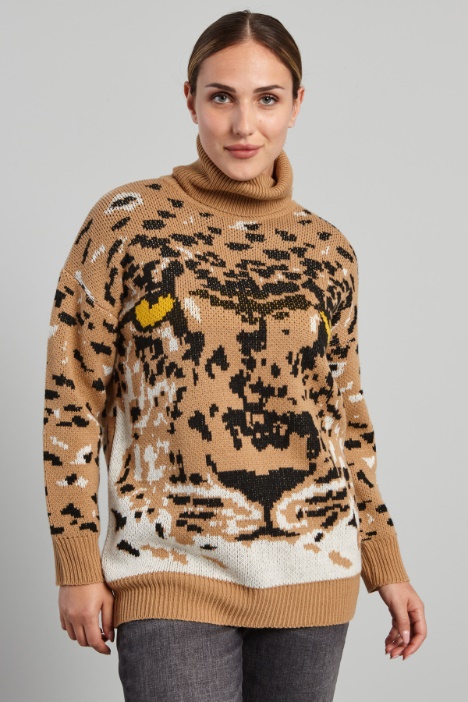 Maglia jacquard a collo alto - Fashion Market