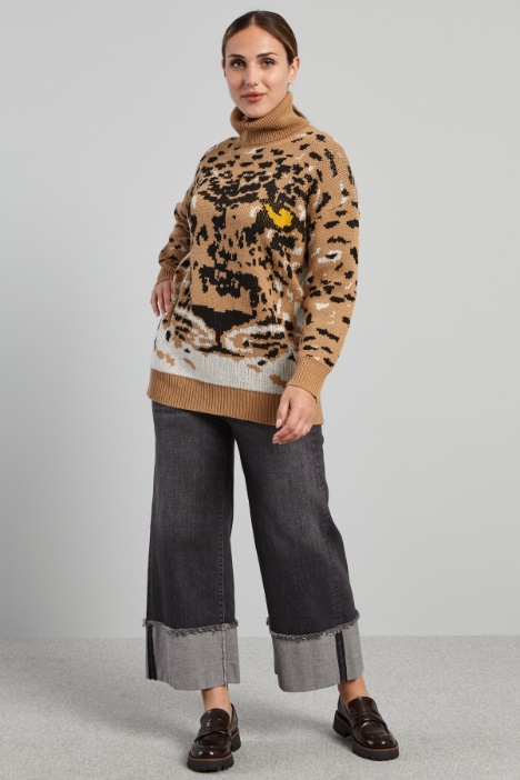 Maglia jacquard a collo alto - Fashion Market