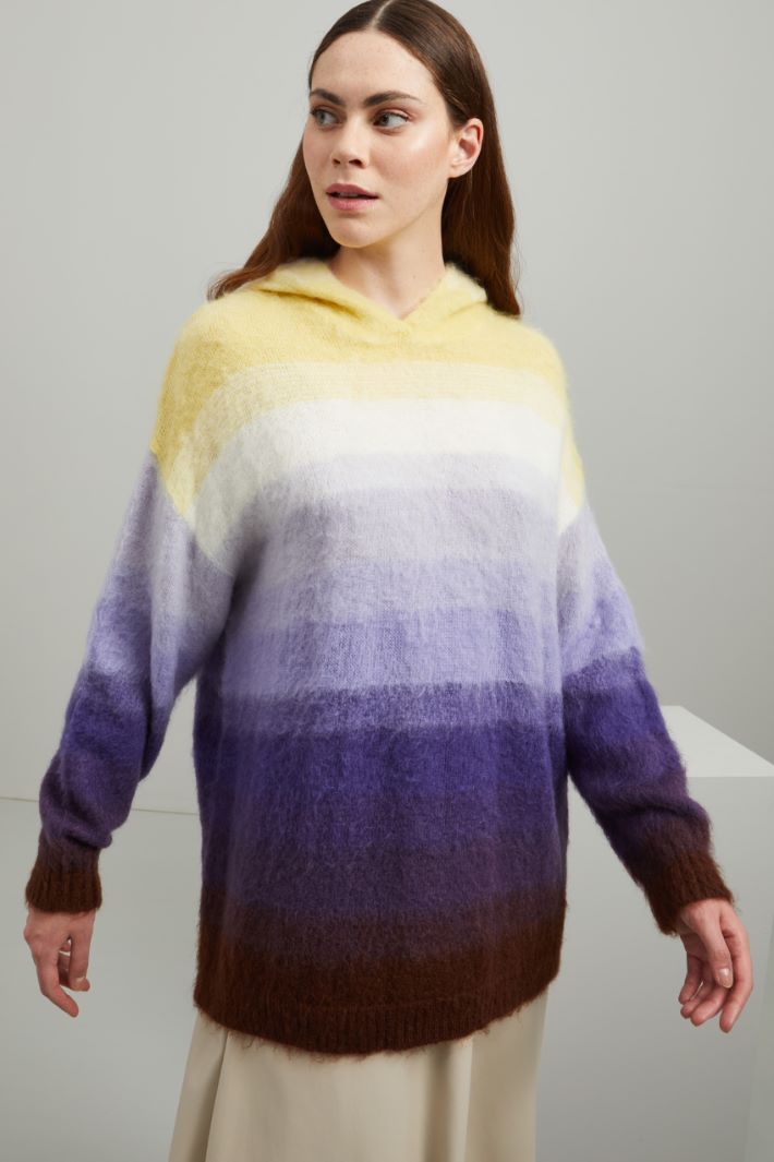 Maglia con cappuccio - VIOLA GIALLO MARRONE - Fashion Market - 2