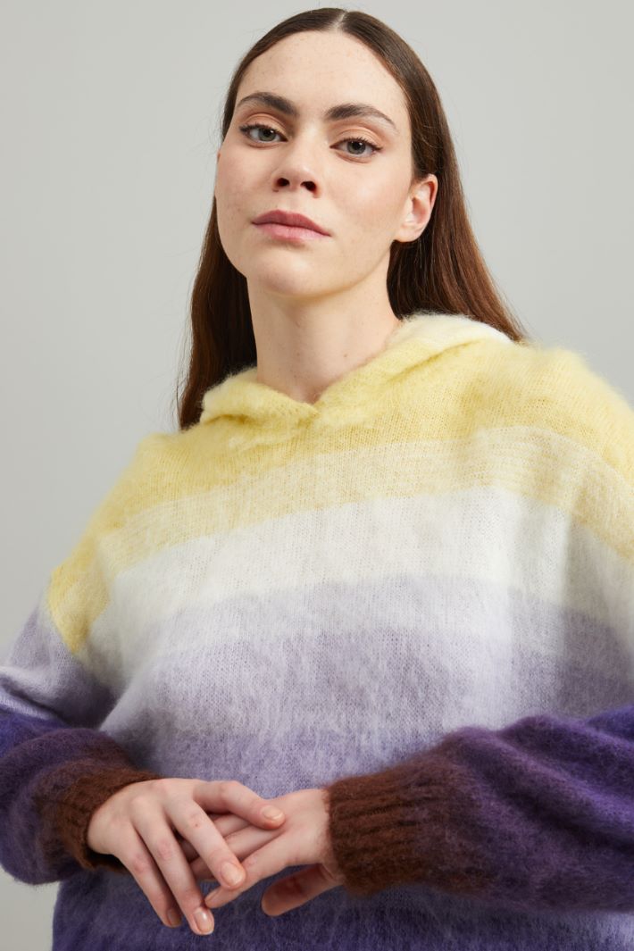 Maglia con cappuccio - VIOLA GIALLO MARRONE - Fashion Market - 3