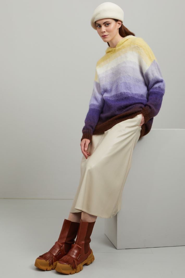 Maglia con cappuccio - VIOLA GIALLO MARRONE - Fashion Market