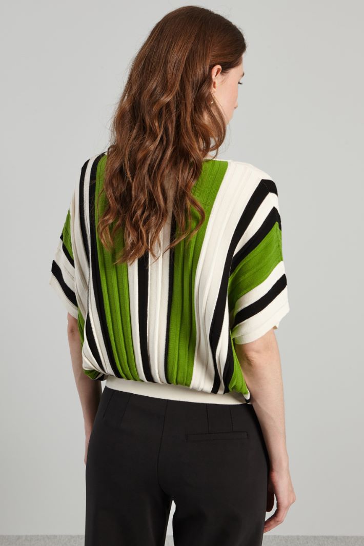 Maglia con maniche a kimono - VERDE BIANCO NERO - Fashion Market - 4