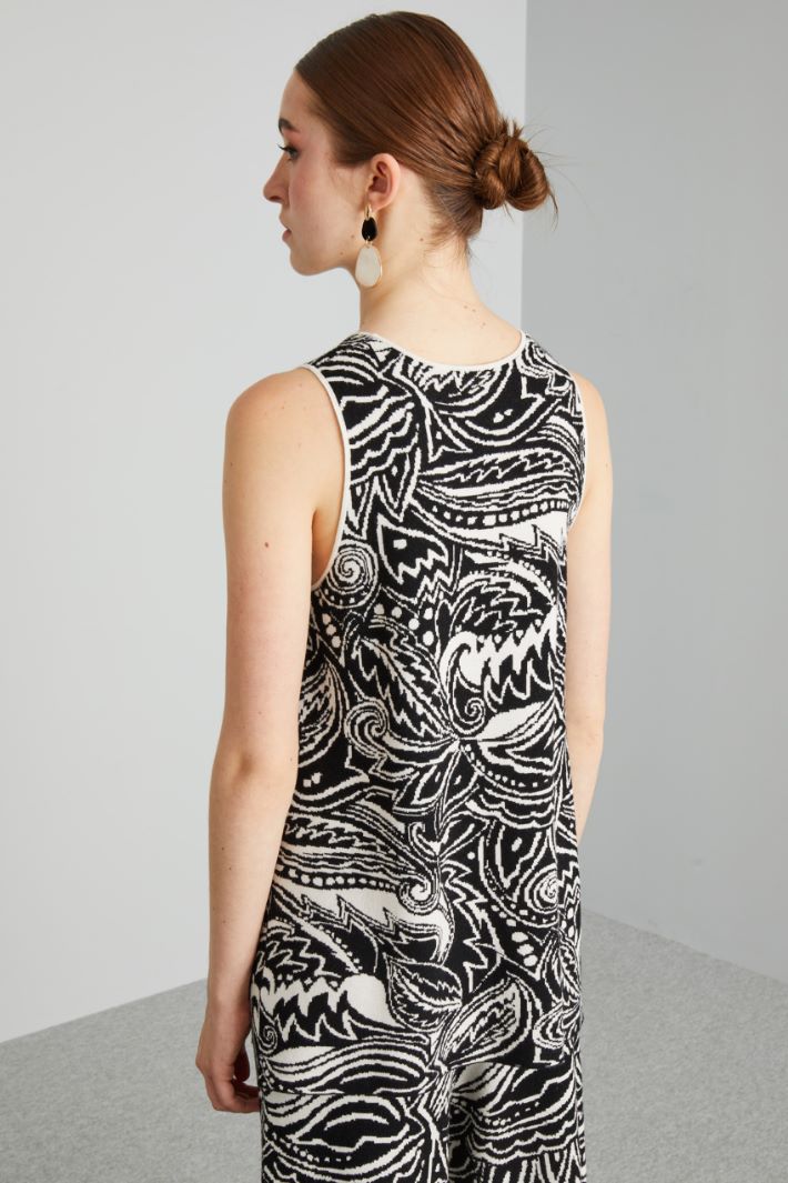 Top in maglia jacquard - NERO BIANCO PANNA - Fashion Market - 4