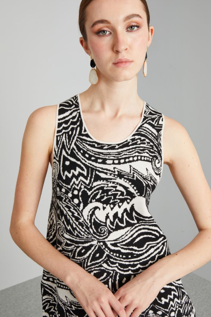 Top in maglia jacquard - NERO BIANCO PANNA - Fashion Market - 3
