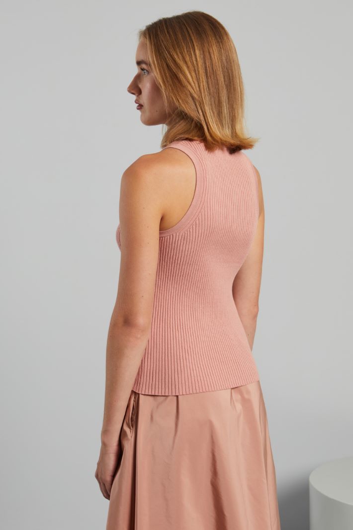 Canotta aderente a costine - ROSA - Fashion Market - 4
