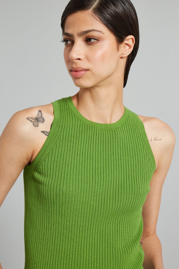 Canotta aderente a costine - PISTACCHIO - Fashion Market - 3