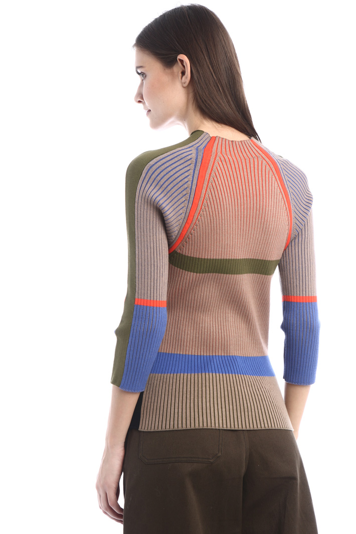 Maglia aderente con intarsi - CAMMELLO BLUETTE ARANCIONE - Fashion Market - 2