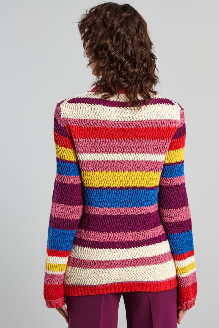 Maglia con collo montante - MALVA ROSSO AZZURRO - Fashion Market - 4