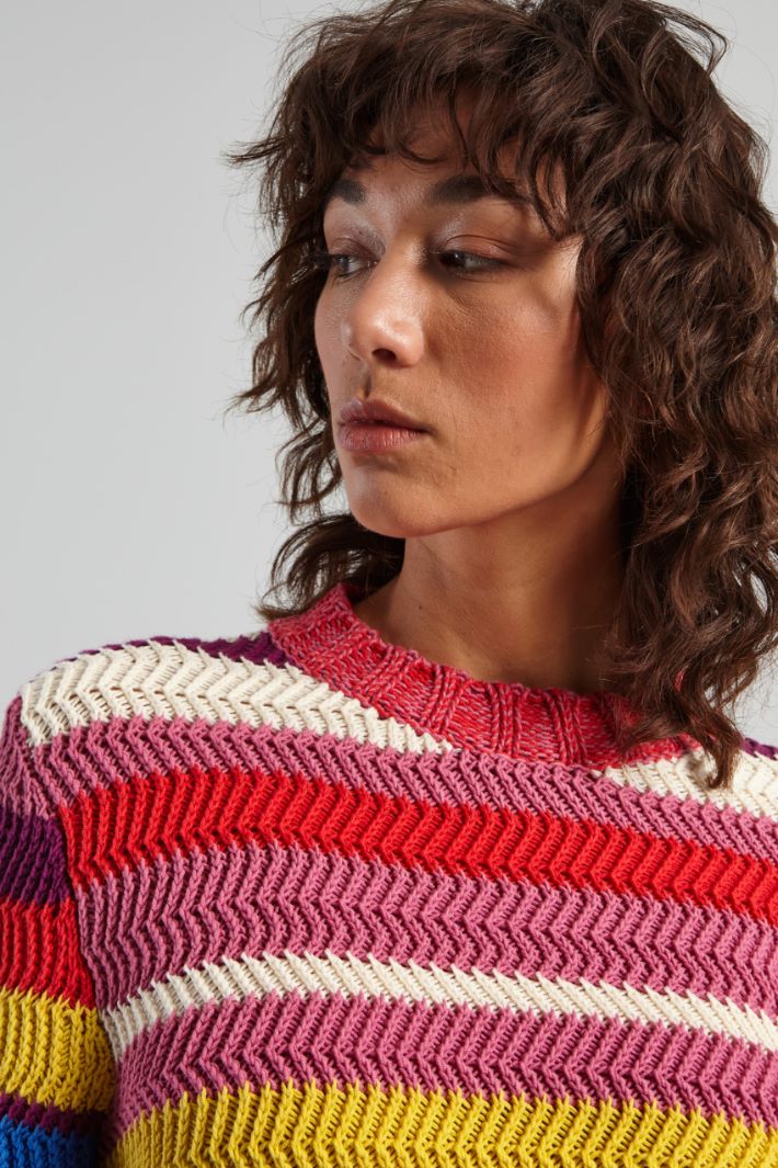 Maglia con collo montante - MALVA ROSSO AZZURRO - Fashion Market - 3