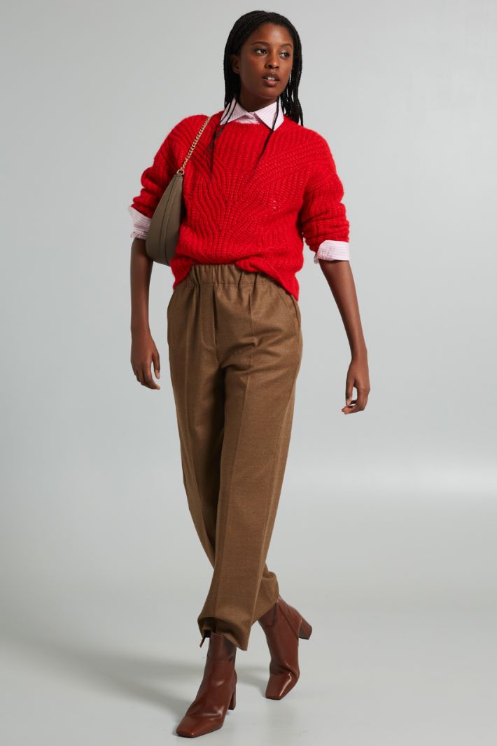 Maglia regolare a coste - ROSSO FUOCO - Fashion Market