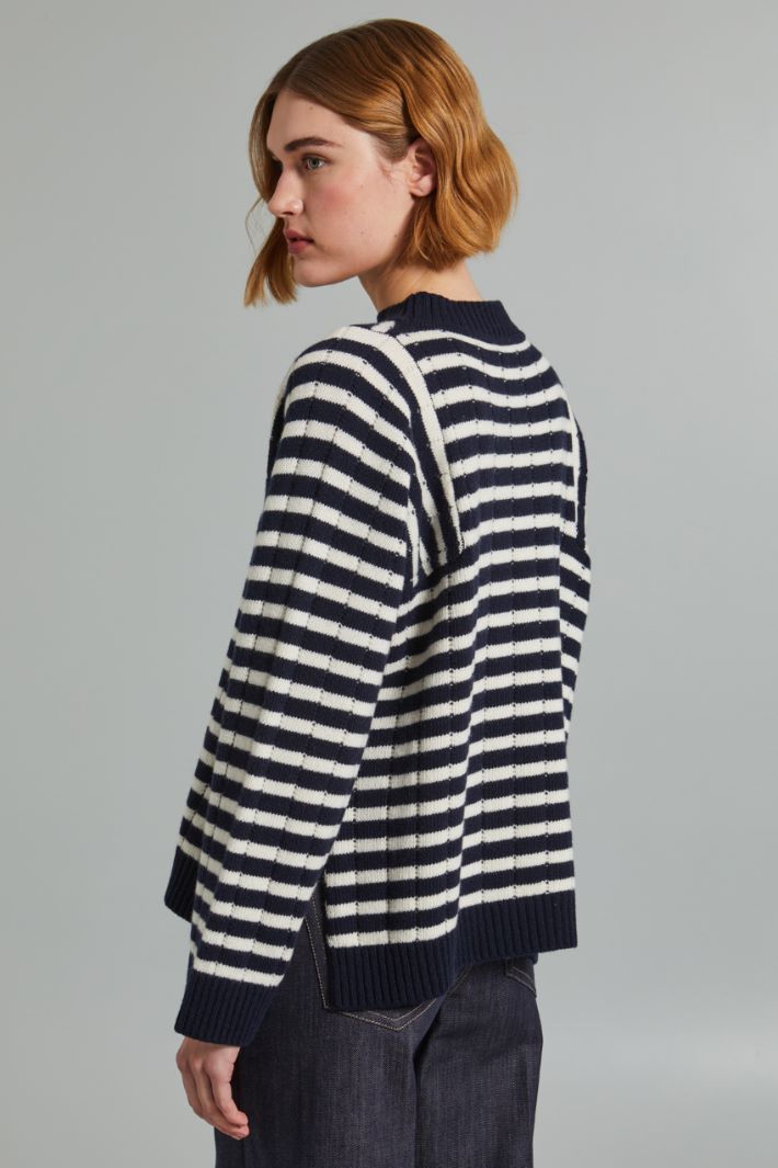 Maglia over con intarsio - BLU NOTTE - Fashion Market - 4