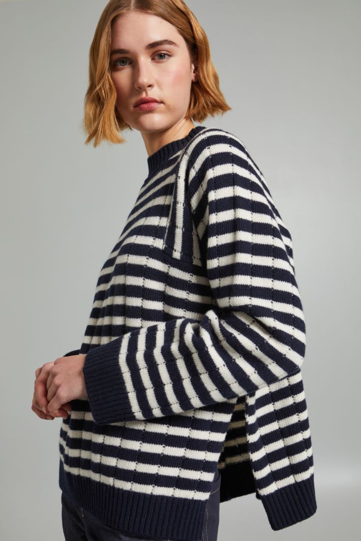 Maglia over con intarsio - BLU NOTTE - Fashion Market - 3