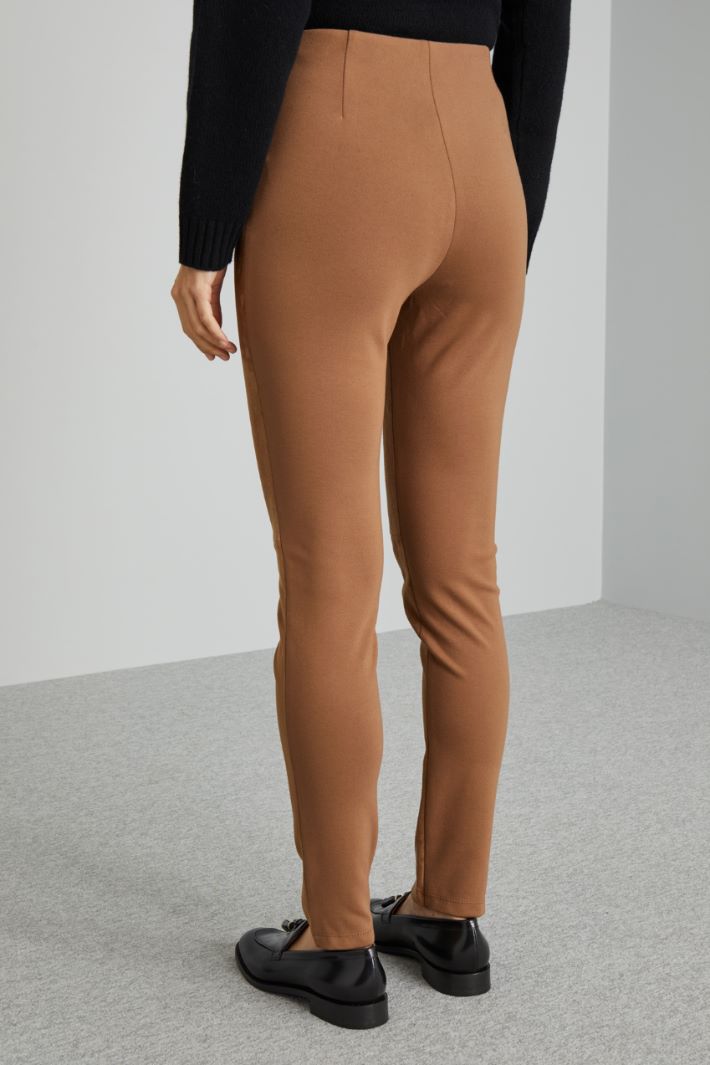 Pantaloni in pelle e jersey - CAMMELLO - Fashion Market - 4
