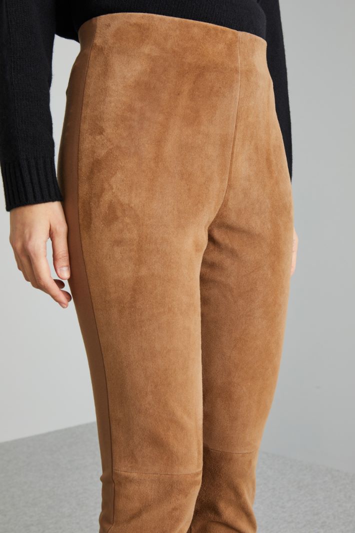 Pantaloni in pelle e jersey - CAMMELLO - Fashion Market - 3