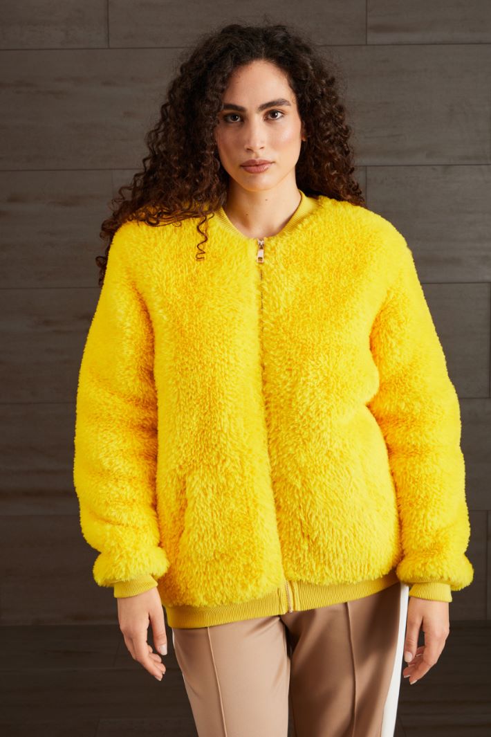 Bomber effetto pelliccia - GIALLO ACCESO - Fashion Market - 2