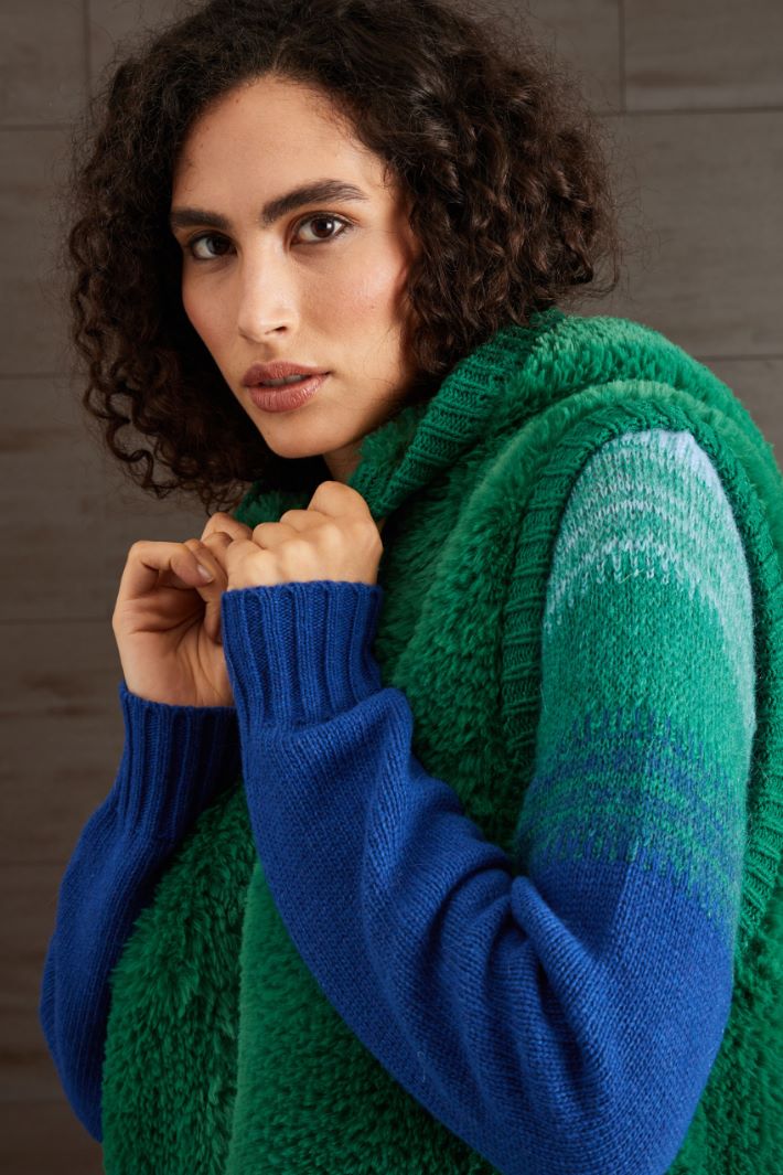 Gilet effetto pelliccia  - VERDE - Fashion Market - 3