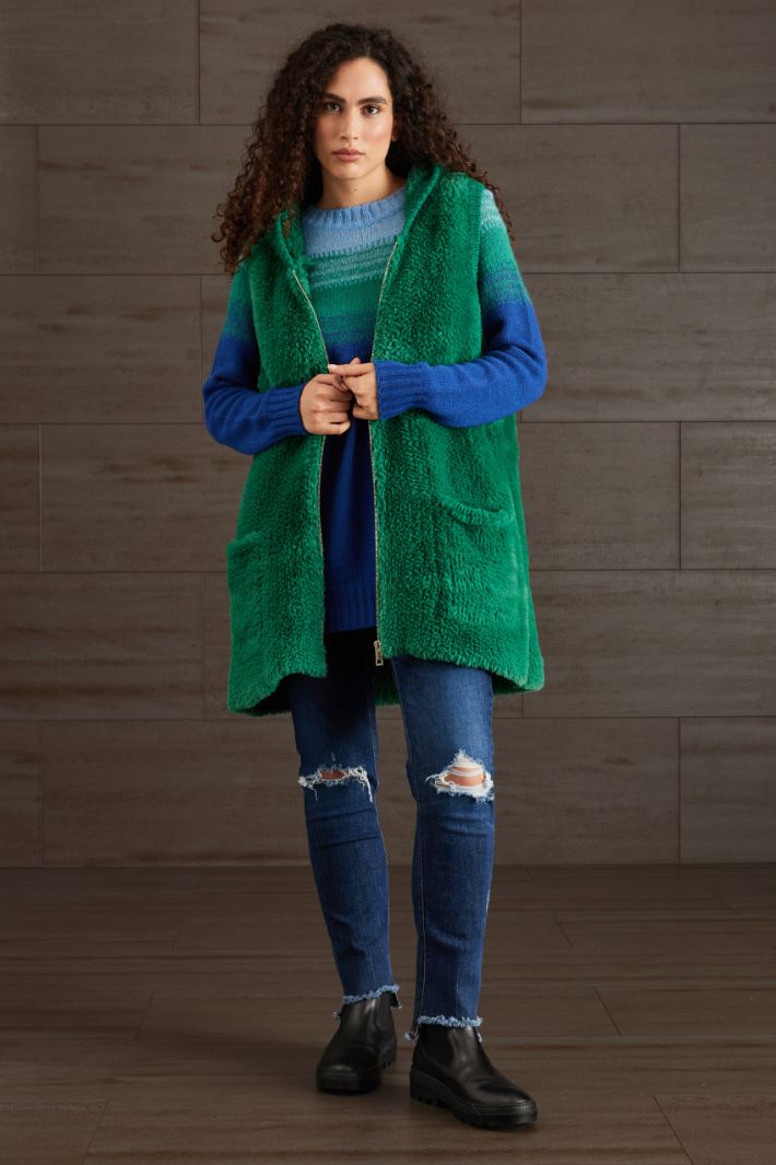 Gilet effetto pelliccia  - VERDE - Fashion Market