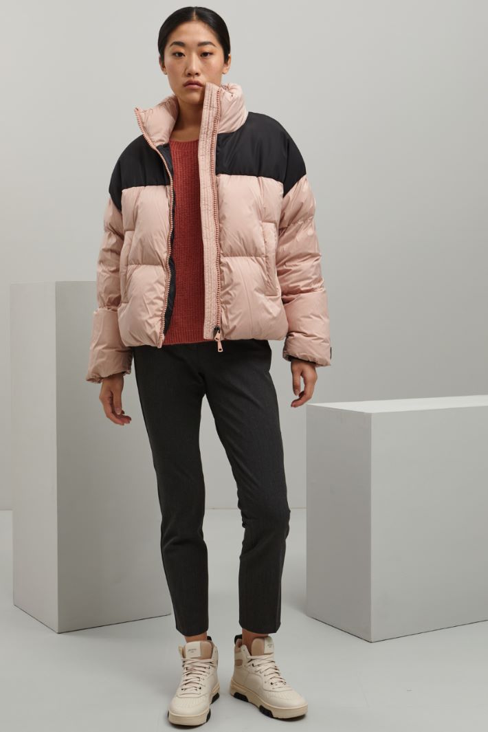Piumino in tessuto antigoccia - ROSA PASTELLO NERO - Fashion Market