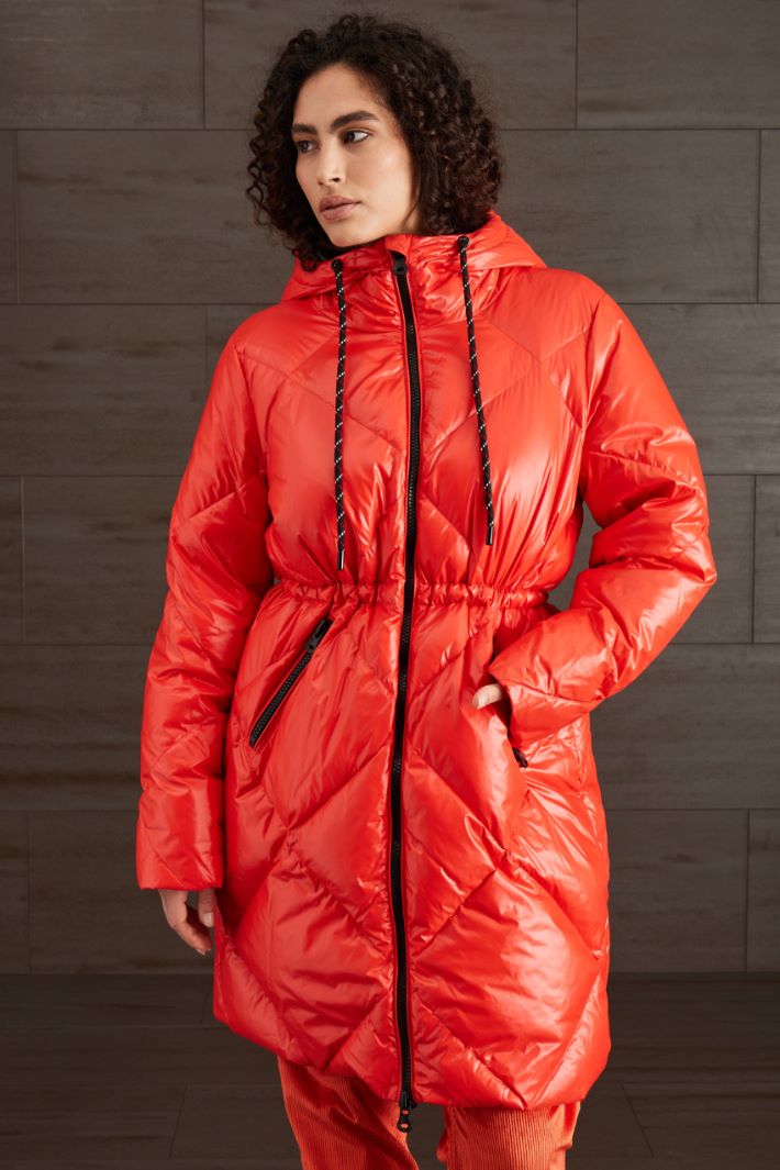 Piumino lungo antigoccia - ROSSO CORALLO NERO - Fashion Market - 2