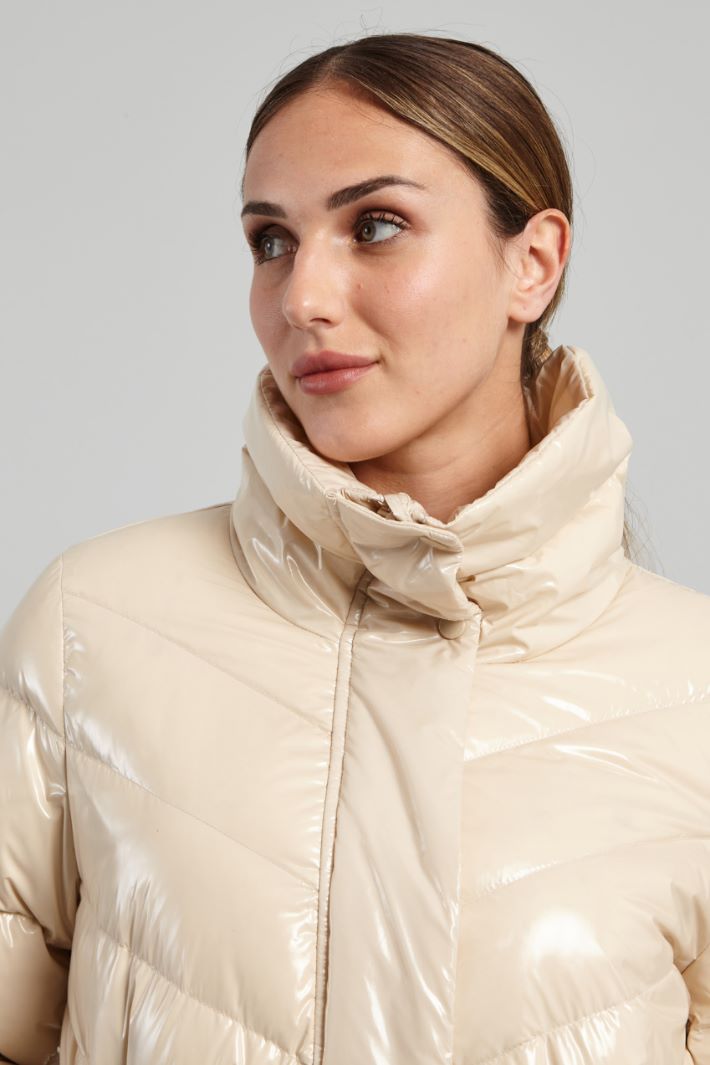 Piumino lungo in vernice - SABBIA - Fashion Market - 3